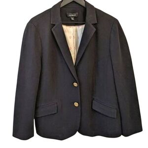 Talbots Dark Navy Knit Nautical Two Button Blazer With Cotton Lining Siz…